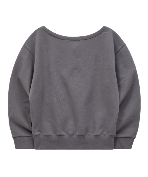 MELLOW DREAM Off Shoulder Sweatshirt CHARCOAL