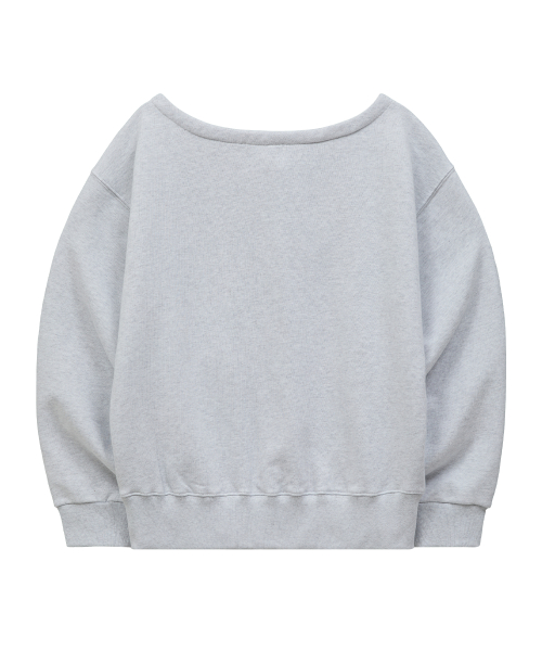 MELLOW DREAM Off Shoulder Sweatshirt MELANGE WHITE