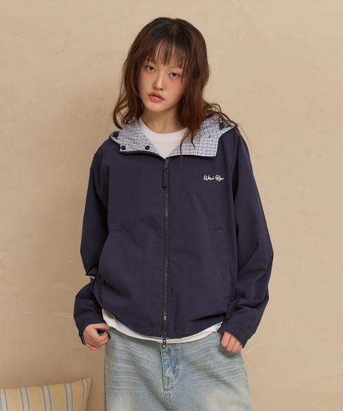 Riversible Check Windbreaker Ver.2 NAVY