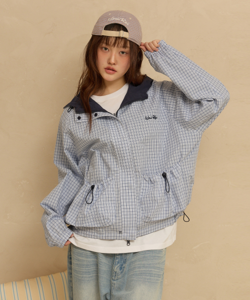 Riversible Check Windbreaker Ver.2 NAVY