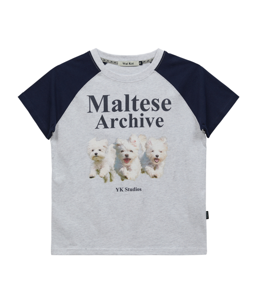 Maltese Archive Raglan Half Sleeve T-shirt MELANGE WHITE