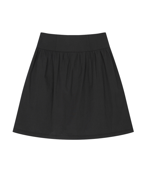 EL POCKET SHIRRING MIDI SKIRT(BLACK)