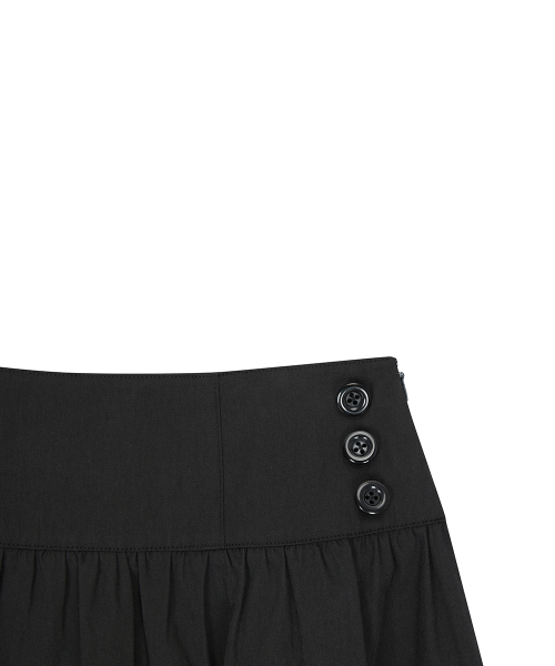 EL POCKET SHIRRING MIDI SKIRT(BLACK)