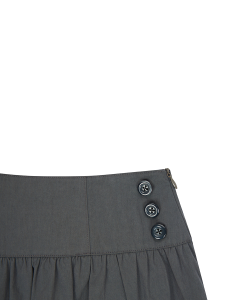 EL POCKET SHIRRING MIDI SKIRT(CHARCOAL)