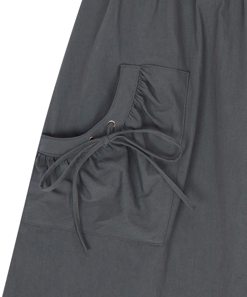 EL POCKET SHIRRING MIDI SKIRT(CHARCOAL)
