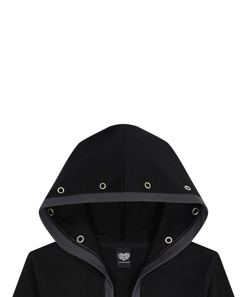 EL EYELET HOOD BOLERO CARDIGAN(BLACK)