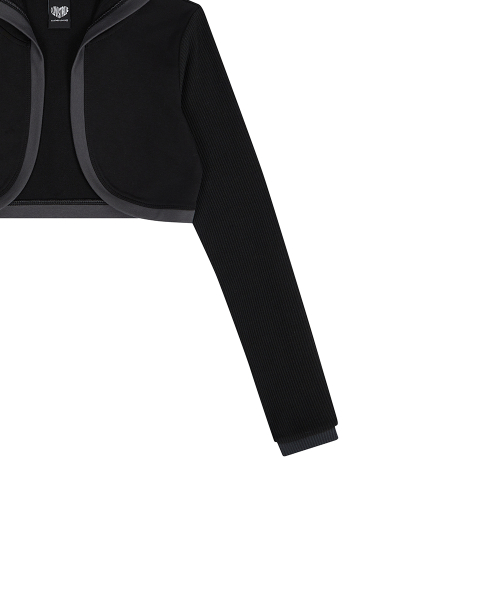 EL EYELET HOOD BOLERO CARDIGAN(BLACK)