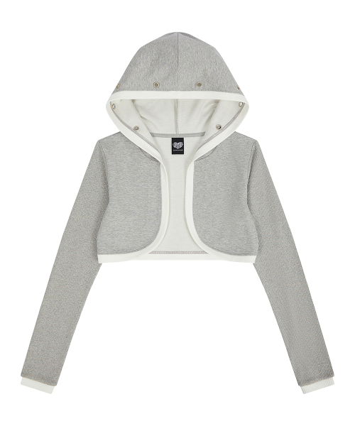 EL EYELET HOOD BOLERO CARDIGAN(GRAY)