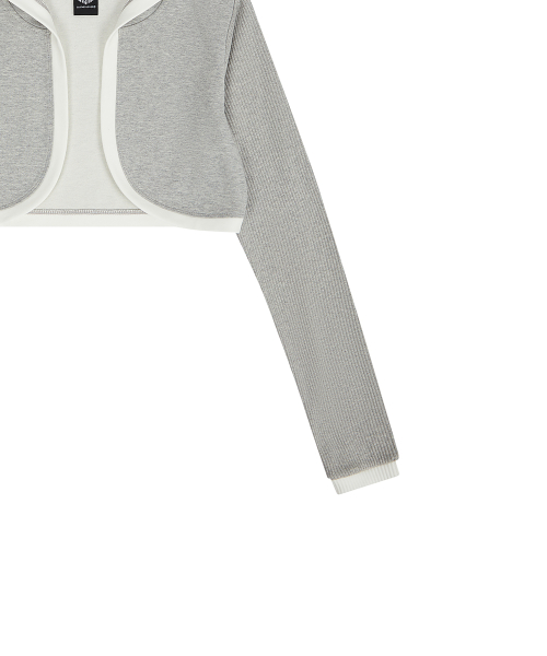 EL EYELET HOOD BOLERO CARDIGAN(GRAY)