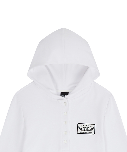 EL PATCH HOOD T-SHIRT(WHITE)