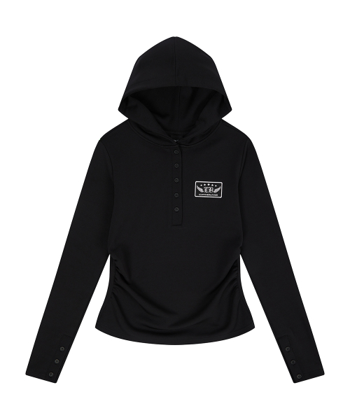 EL PATCH HOOD T-SHIRT(BLACK)