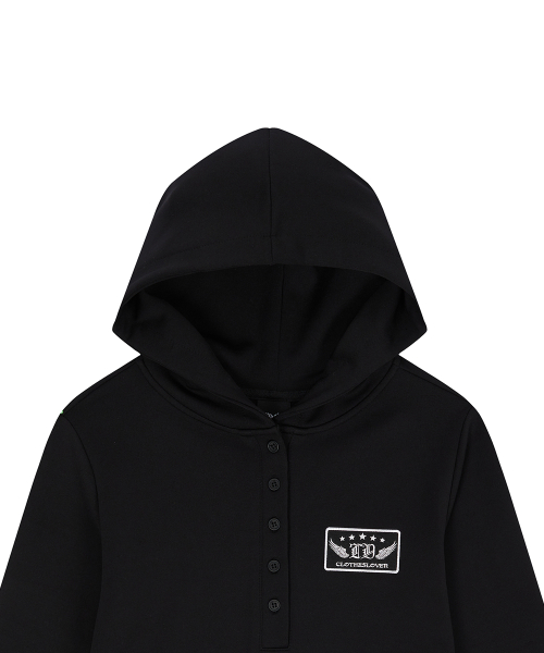 EL PATCH HOOD T-SHIRT(BLACK)