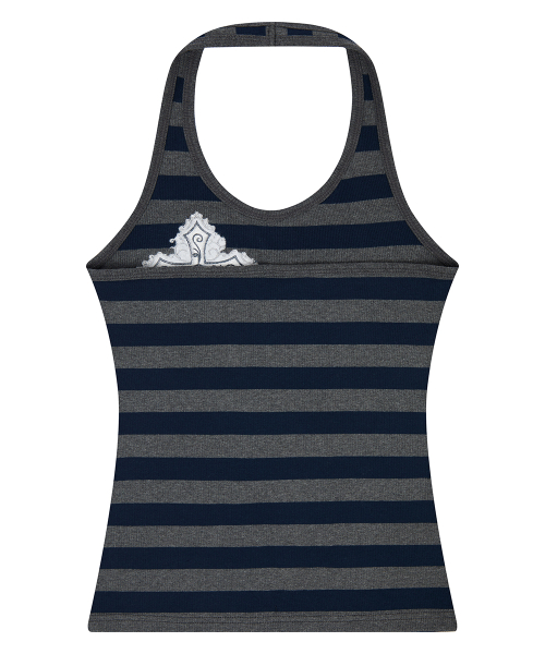 EL CROSS HALTER NECK TOP(CHARCOAL)