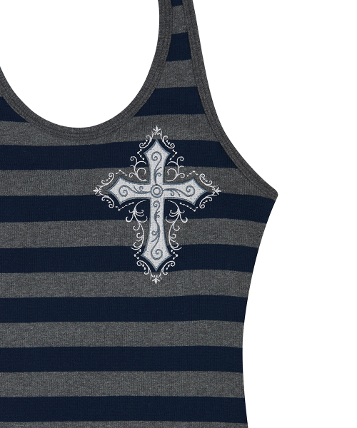 EL CROSS HALTER NECK TOP(CHARCOAL)