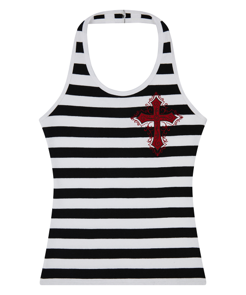 EL CROSS HALTER NECK TOP(WHITE)
