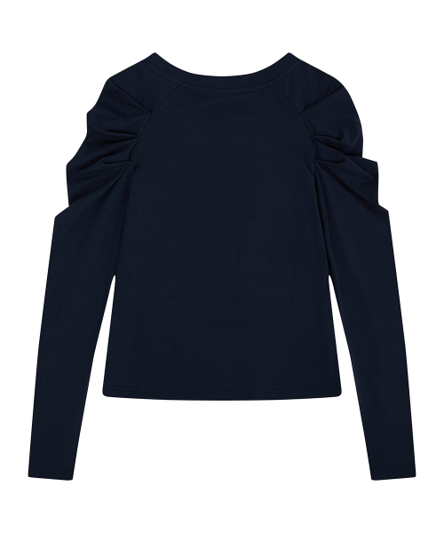 EL ROSETTE SHIRRING TEE(NAVY)