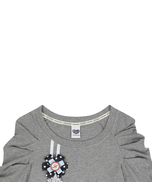 EL ROSETTE SHIRRING TEE(GRAY)