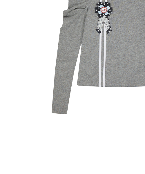 EL ROSETTE SHIRRING TEE(GRAY)