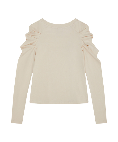 EL ROSETTE SHIRRING TEE(CREAM)