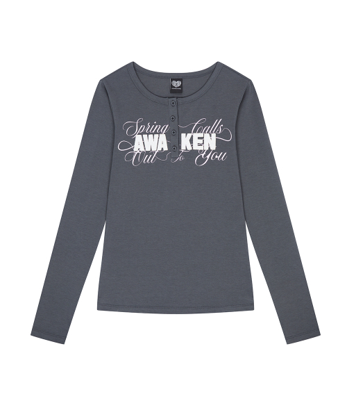 EL HENLEY NECK SLEEVE TEE(CHARCOAL)
