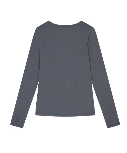 EL HENLEY NECK SLEEVE TEE(CHARCOAL)