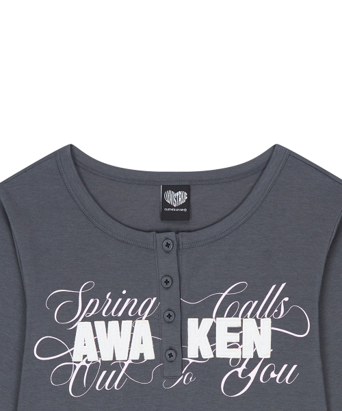 EL HENLEY NECK SLEEVE TEE(CHARCOAL)