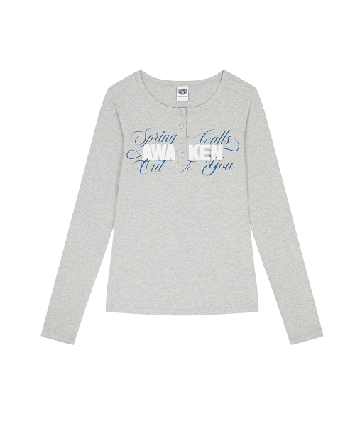 EL HENLEY NECK SLEEVE TEE(GRAY)