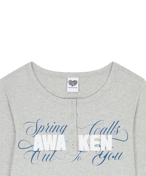 EL HENLEY NECK SLEEVE TEE(GRAY)
