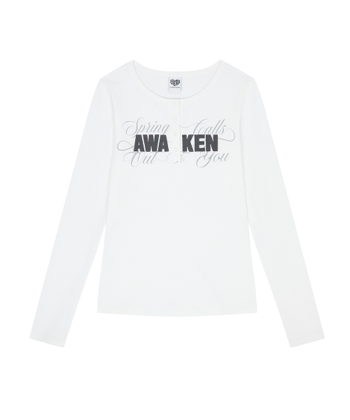 EL HENLEY NECK SLEEVE TEE(WHITE)