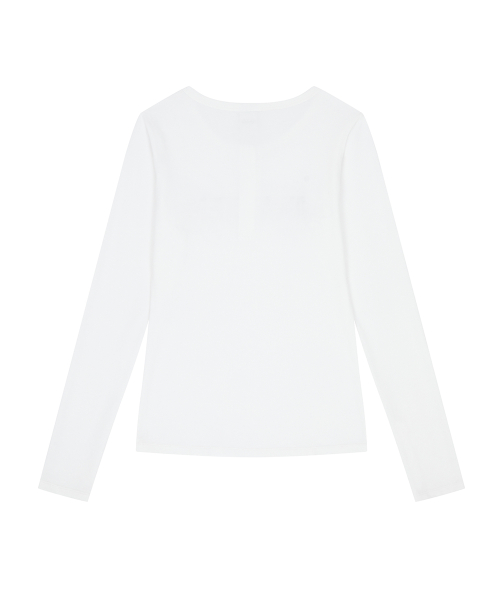 EL HENLEY NECK SLEEVE TEE(WHITE)