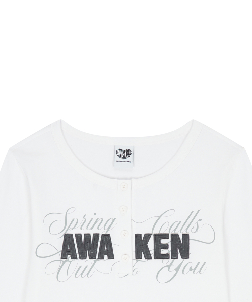 EL HENLEY NECK SLEEVE TEE(WHITE)