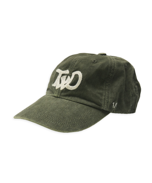TWD hand embroidery wrinkled ball cap in seaweed green