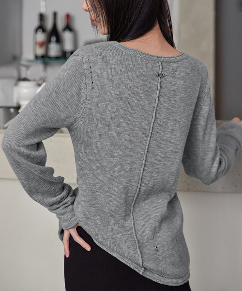 BOKSASH PENDANT V-NECK CARDIGAN, GREY