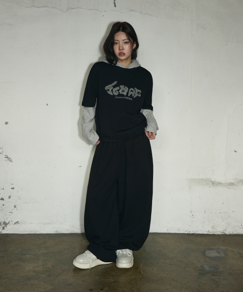 메가 와이드 아일렛 트레이닝 팬츠[블랙]