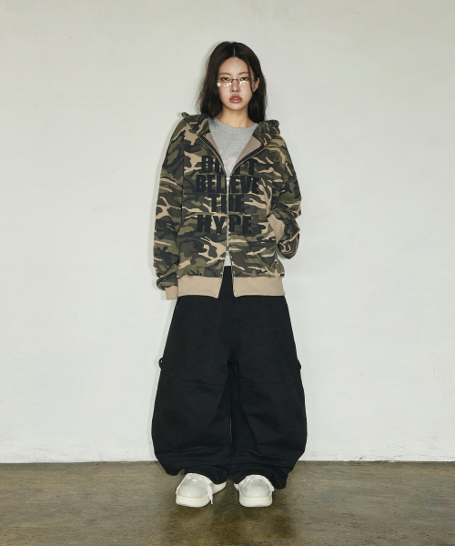 더블 백 포켓 파라슈트 카펜터 코튼 팬츠[블랙]