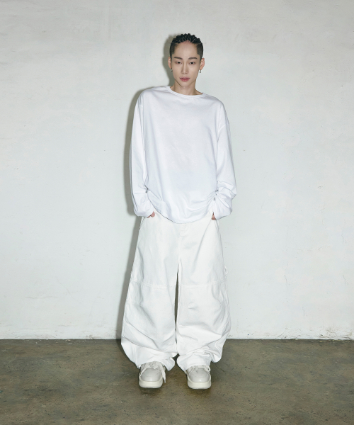 더블 백 포켓 파라슈트 카펜터 코튼 팬츠[화이트]