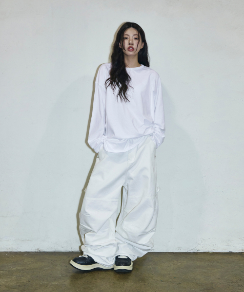 더블 백 포켓 파라슈트 카펜터 코튼 팬츠[화이트]