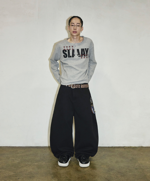 백 포켓 SW 스티치 코튼 팬츠[블랙]