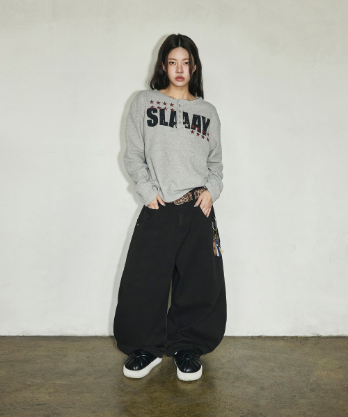 백 포켓 SW 스티치 코튼 팬츠[블랙]