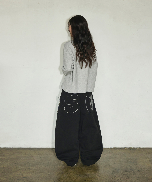 백 포켓 SW 스티치 코튼 팬츠[블랙]
