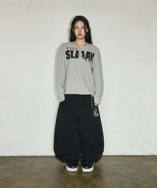 백 포켓 SW 스티치 코튼 팬츠[블랙]