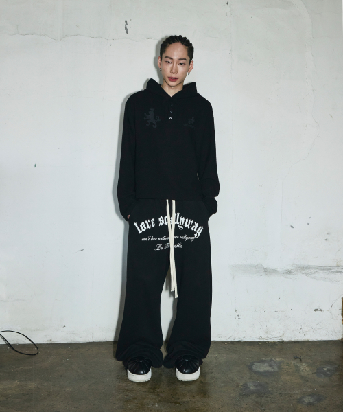 와플 헨리넥 후디[블랙]