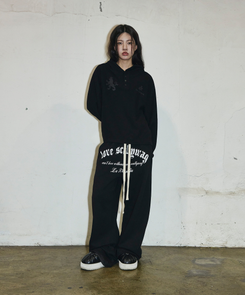 와플 헨리넥 후디[블랙]