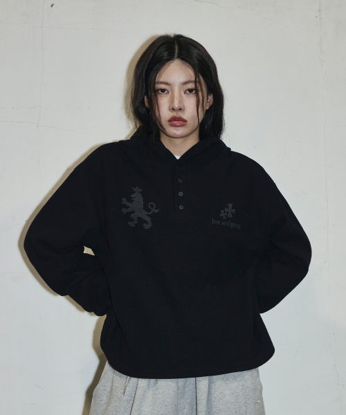 와플 헨리넥 후디[블랙]