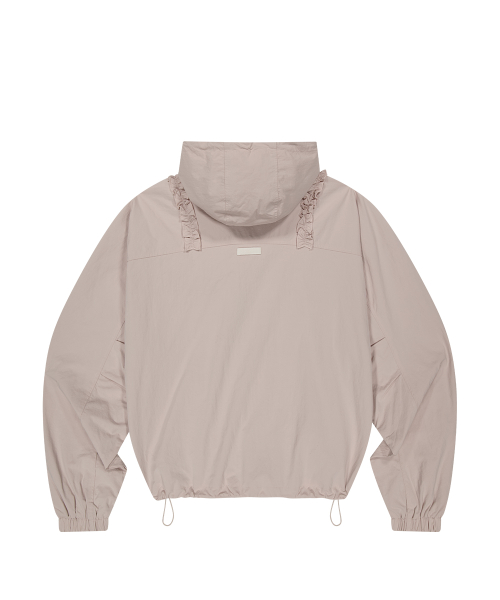 OBLIQUE FRILL HOODED JACKET CHECK PINK