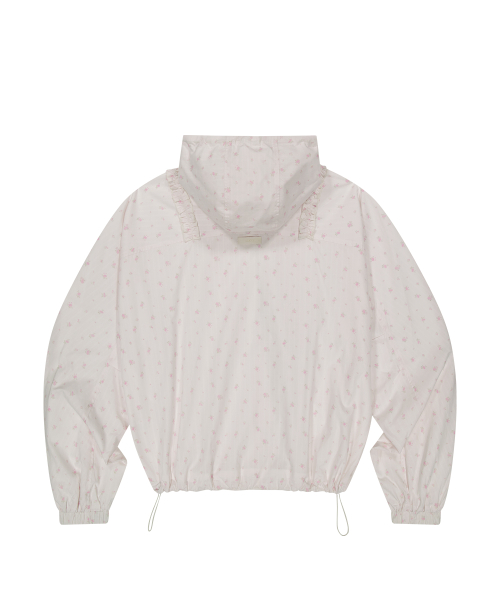 OBLIQUE FRILL HOODED JACKET CHECK FLOWER