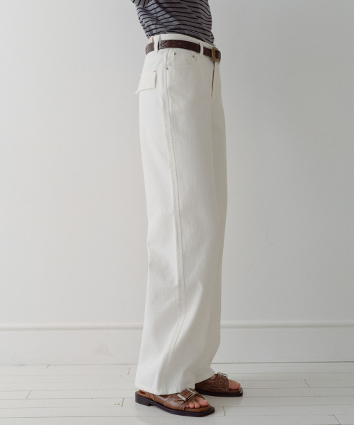 COLOR COTTON STRAIGHT PANTS - IVORY