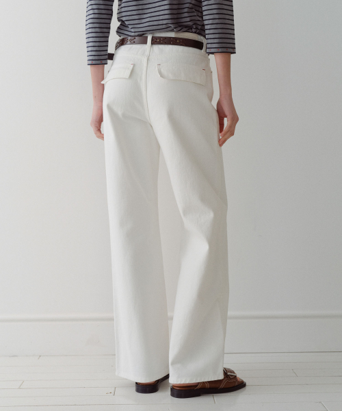 COLOR COTTON STRAIGHT PANTS - IVORY