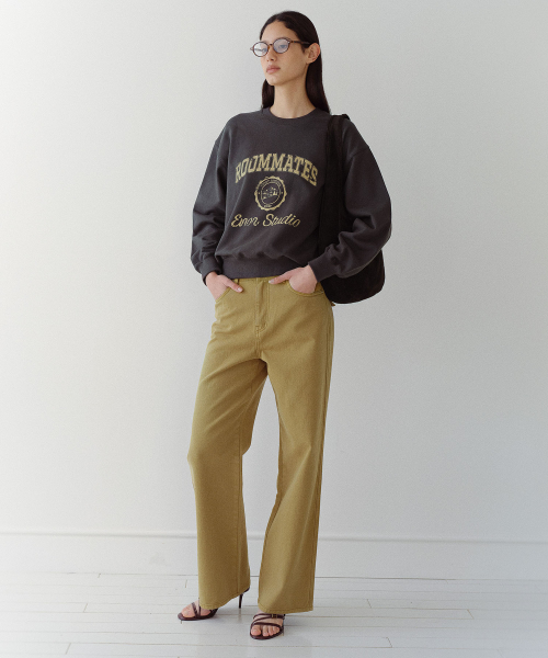 COLOR COTTON STRAIGHT PANTS - MUSTARD
