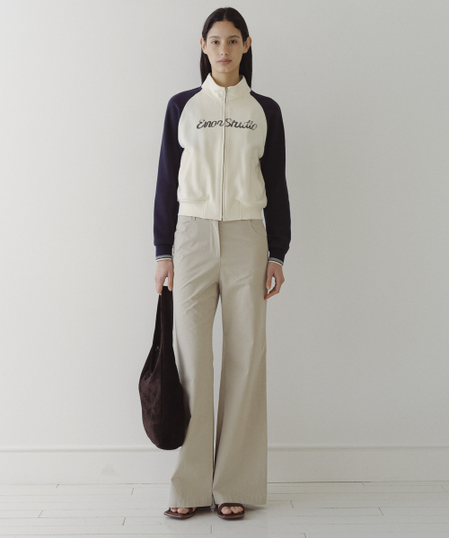BACK LOGO SEMI BOOTCUT PANTS - BEIGE